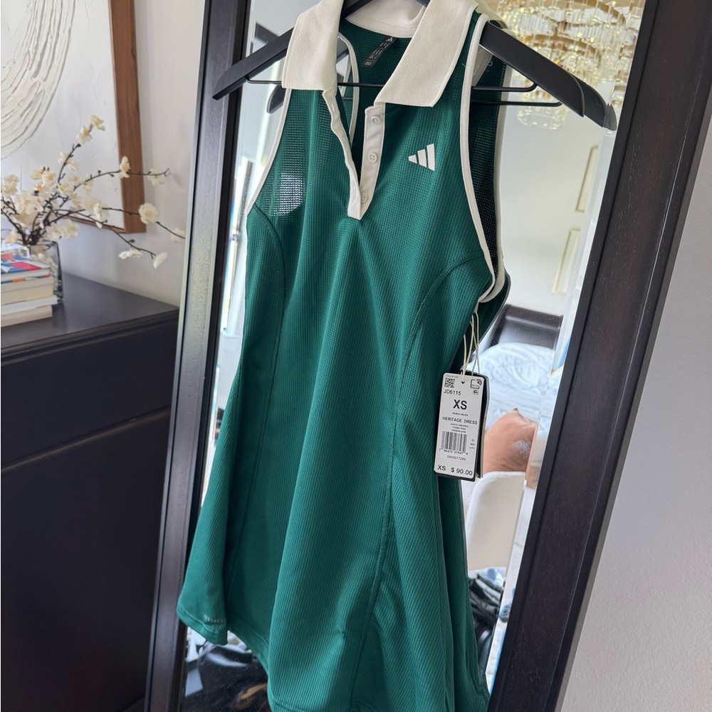 Adidas Women’s Heritage Sleeveless Polo Tennis Dress Collegiate Green XS